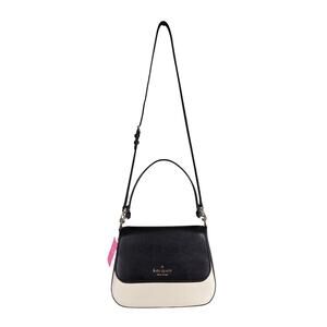 KATE SPADE NY WOMEN'S STACI COLORBLOCK SAFFIANO LEATHER BAG PURSE BLACK / CREAM